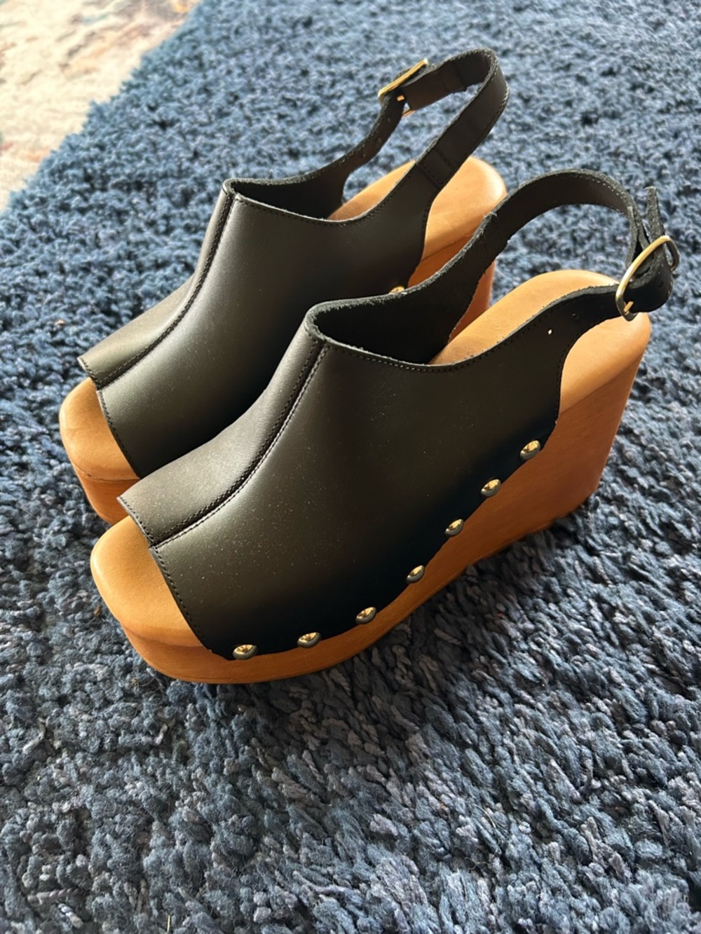 NWOT Anthropologie Wood-Platform Wedge Sandals